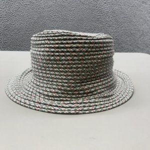 Alessandra Bacci Cotton Bucket Hat Cream wi. Red Black Argyle Diamond Italy NWOT